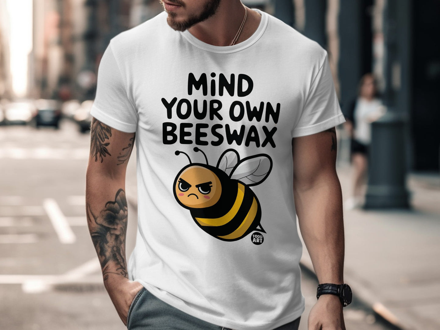 Mind Your Own Beeswax Funny Bee T-shirt Design