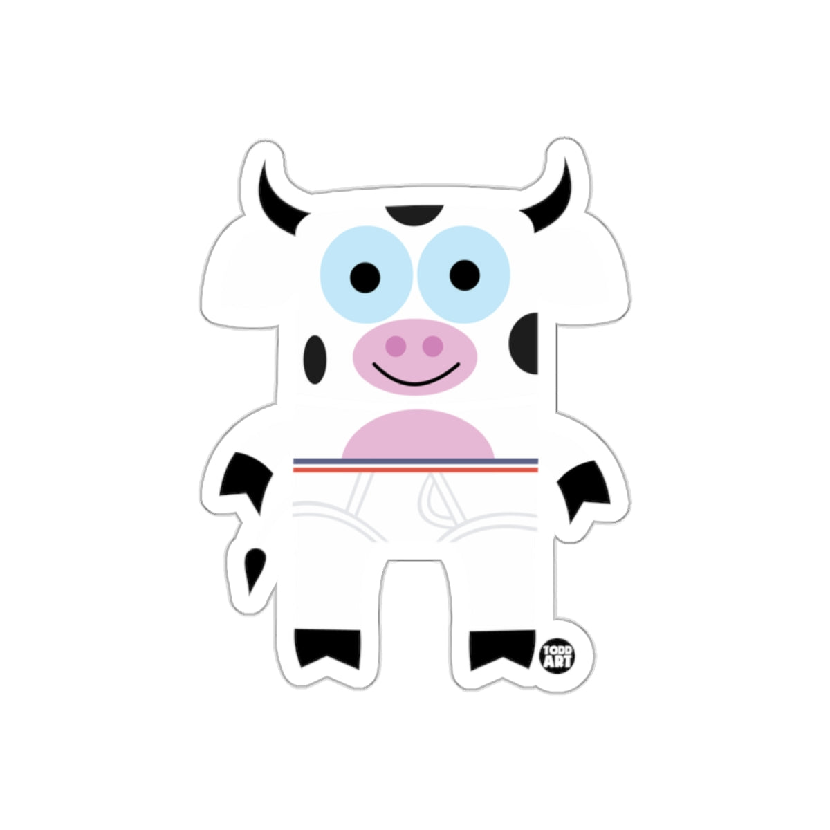 Cute Cartoon Cow with Diaper Sticker for Kids