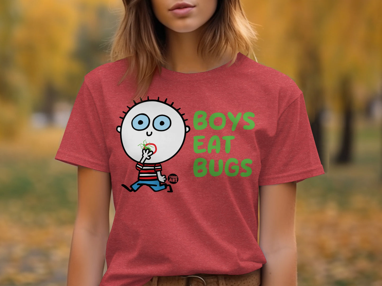 Funny Boys Eat Bugs Graphic Tee Casual Wear