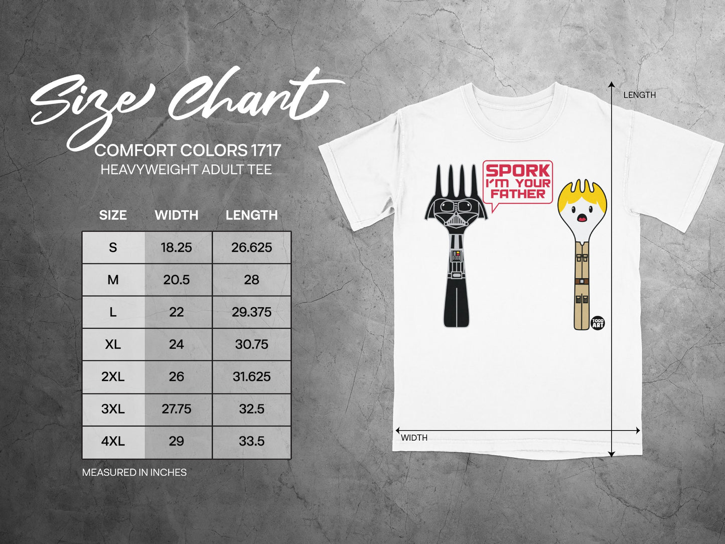 Spork I'm Your Father Adult Tee Size Chart product type