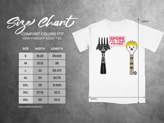 Spork I'm Your Father Adult Tee Size Chart product type