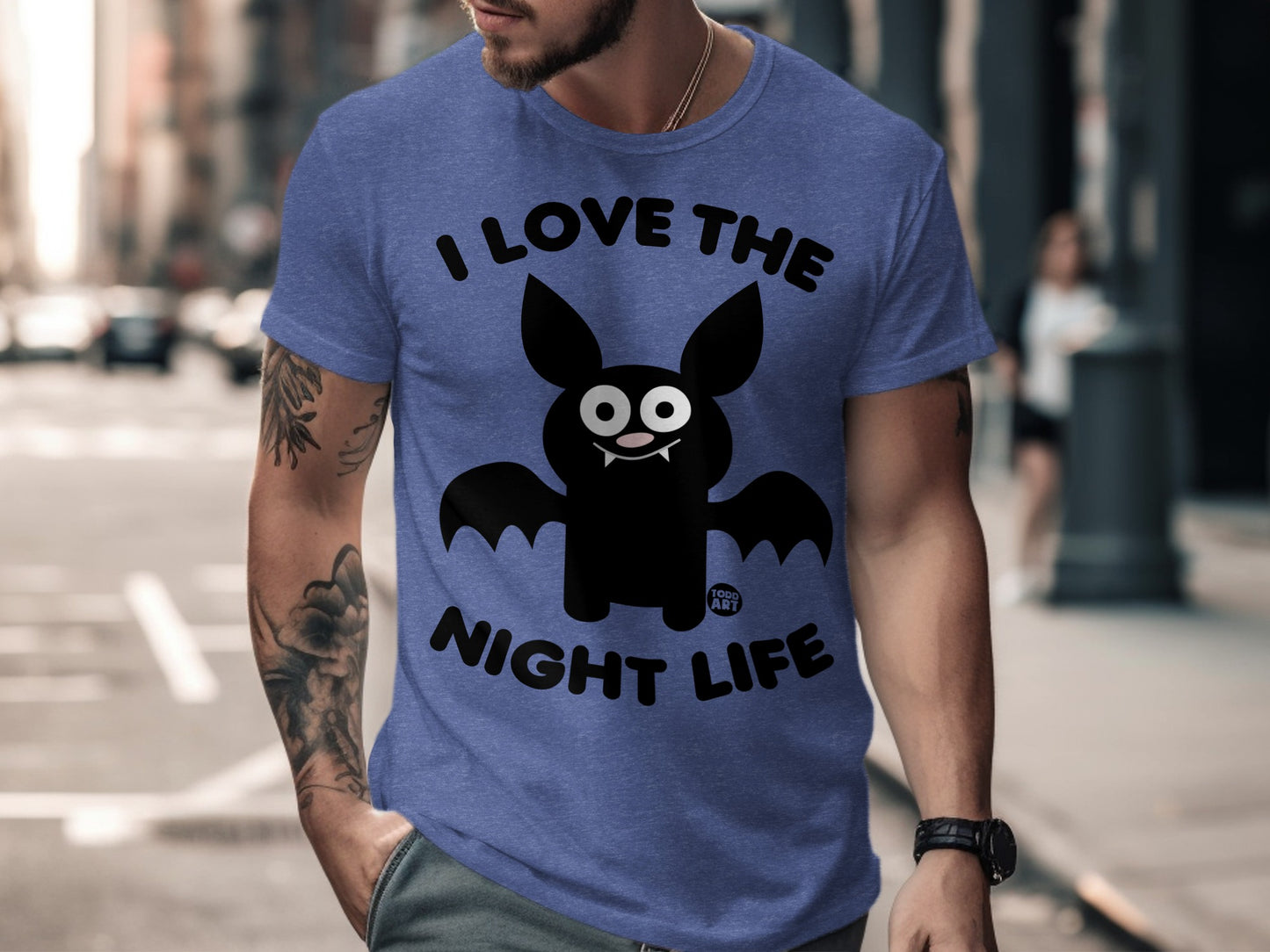 I Love the Night Life Cute Bat Graphic T-shirt