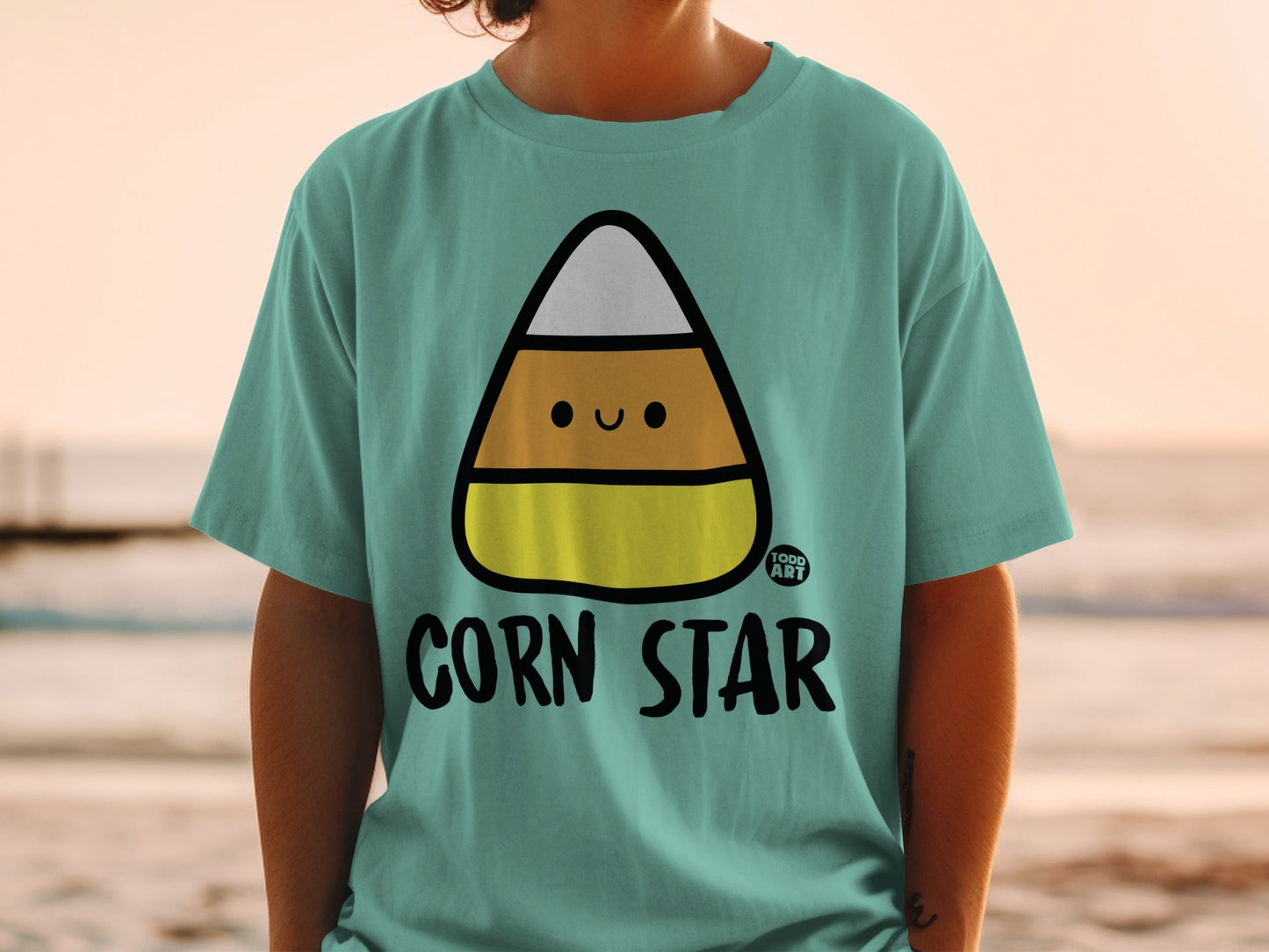Cute Corn Star Graphic Tee Fun Candy Corn Shirt