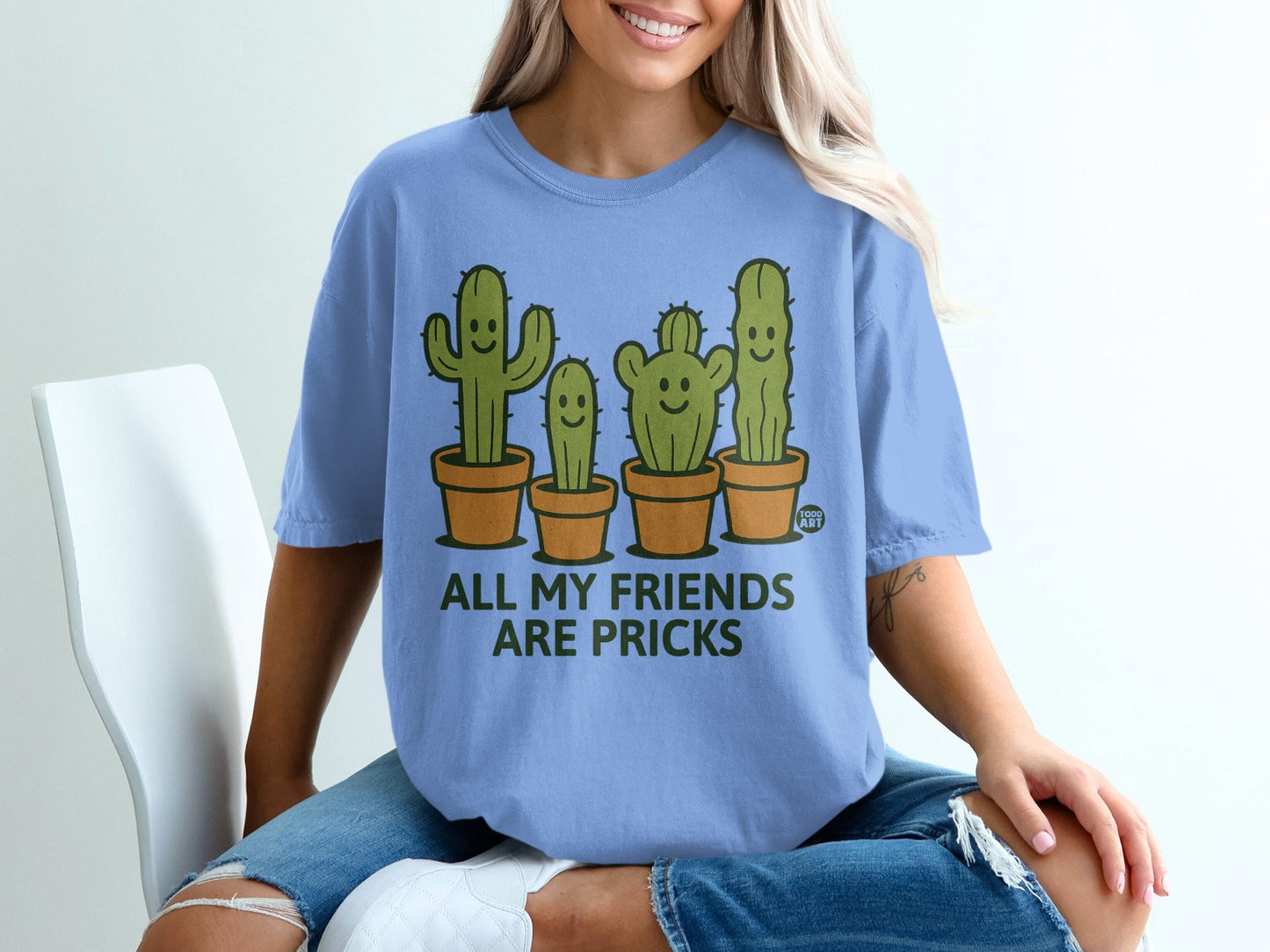 All My Friends Are Pricks Funny Cactus Graphic T-Shirt