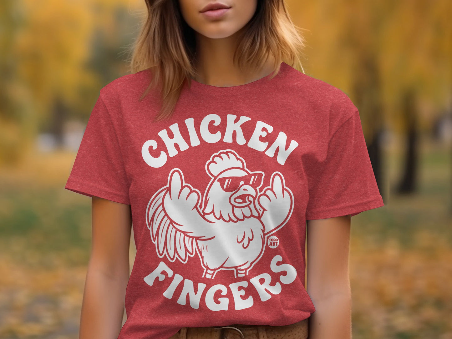 Funny Chicken Fingers Graphic T-Shirt with Cool Design