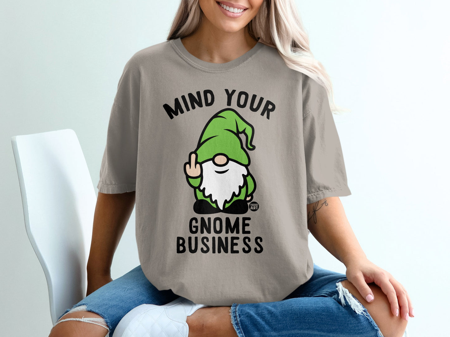 MIND YOUR GNOME BUSINESS Funny Garden Gnome product type