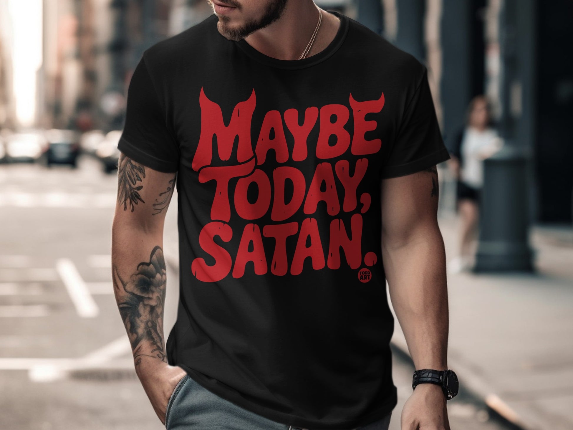 Maybe Today Satan Graphic Tee Shirt Fashion Apparel
