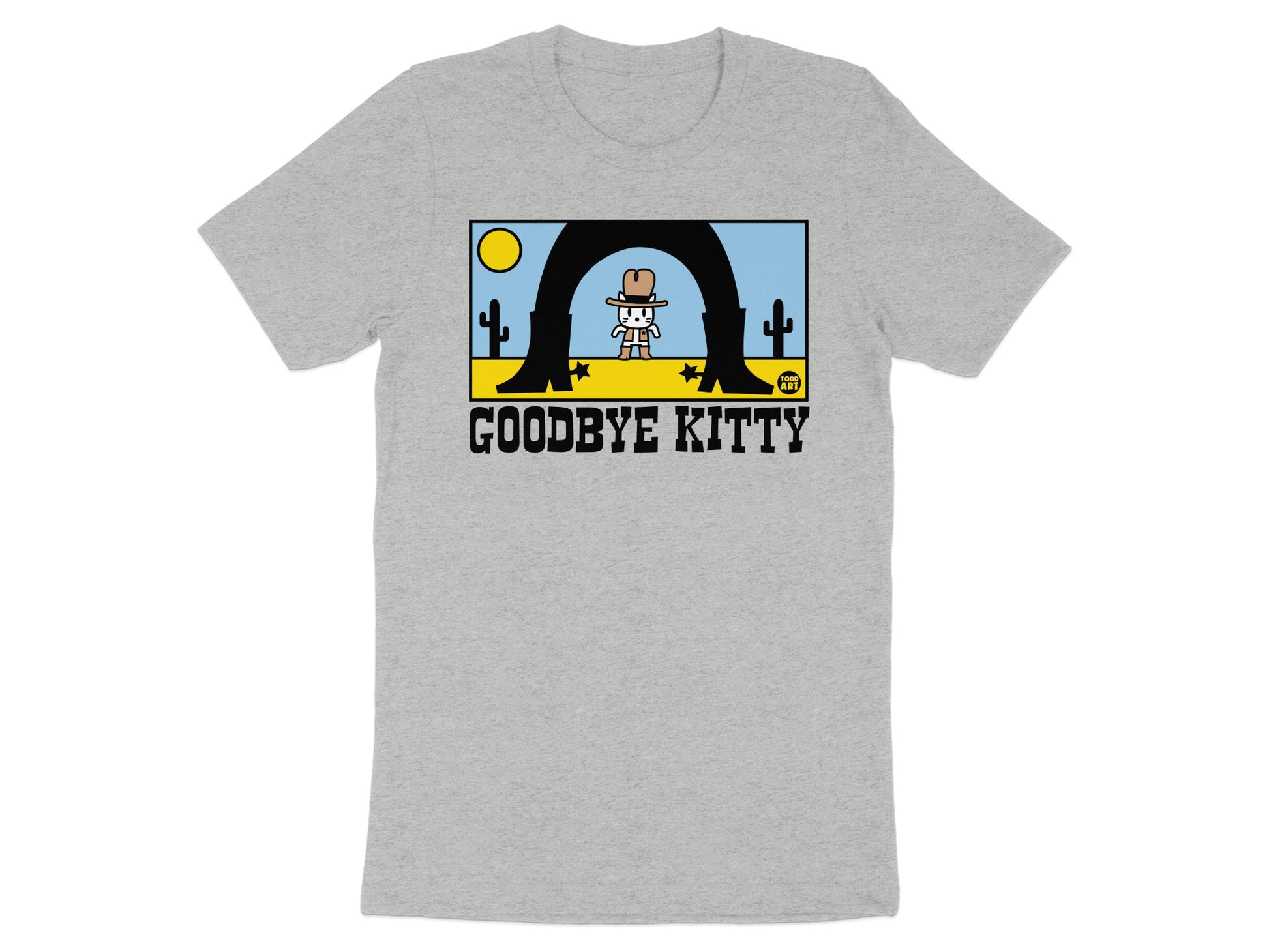 Funny Western Goodbye Kitty Graphic T-shirt