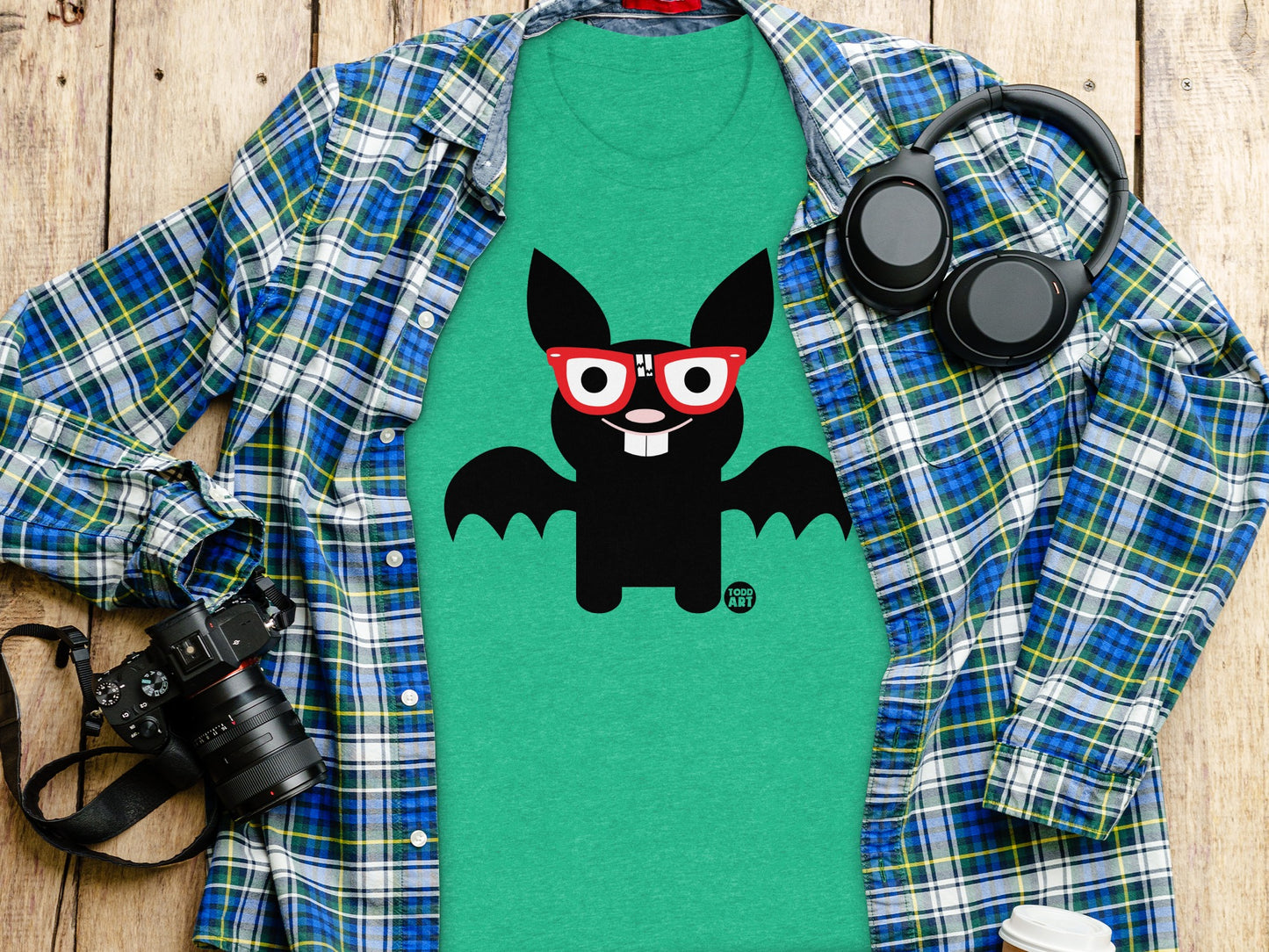 Stylish Cool Bat with Red Glasses Graphic T-shirt