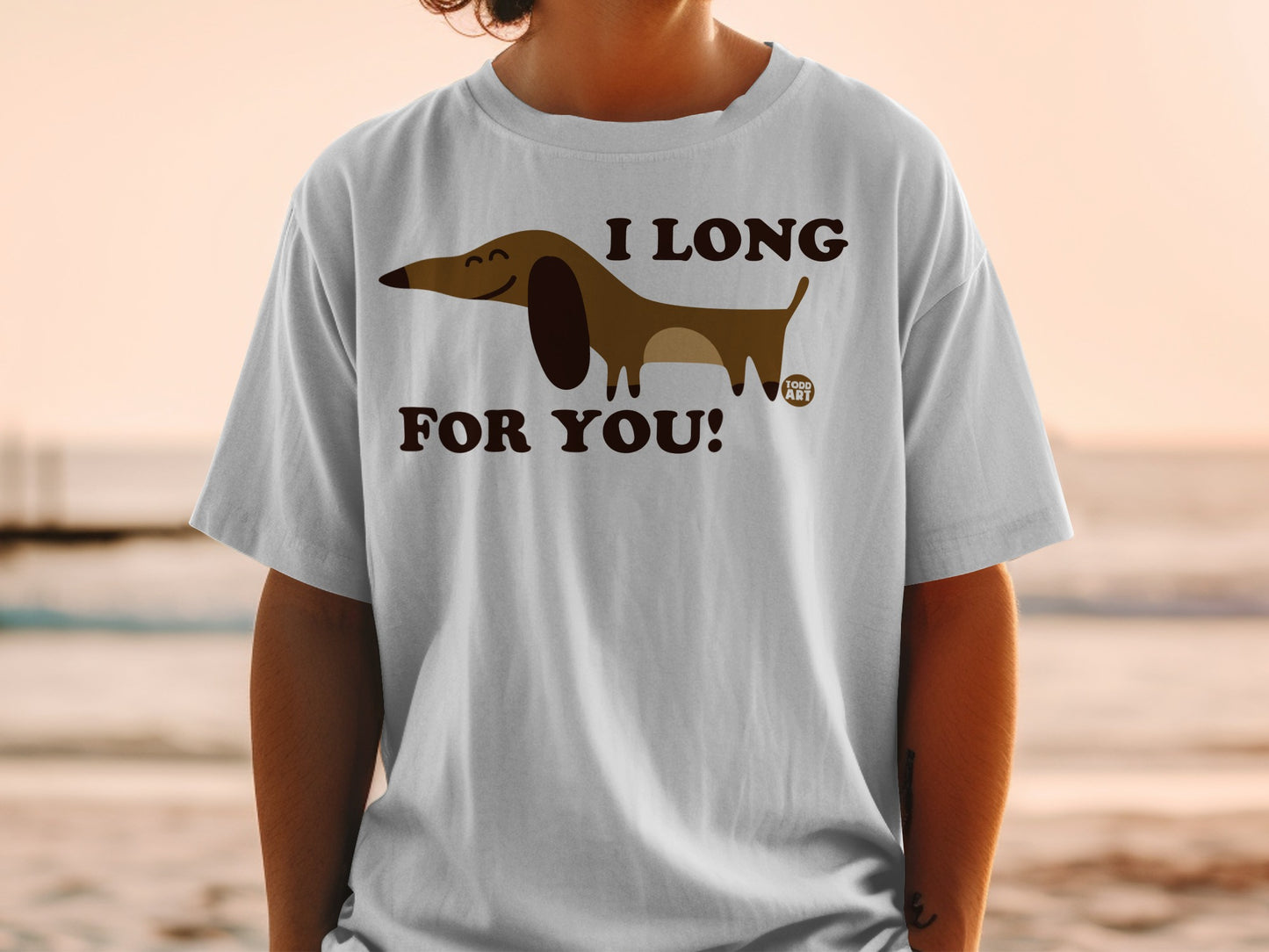 I Long For You Cute Dachshund Print T-Shirt