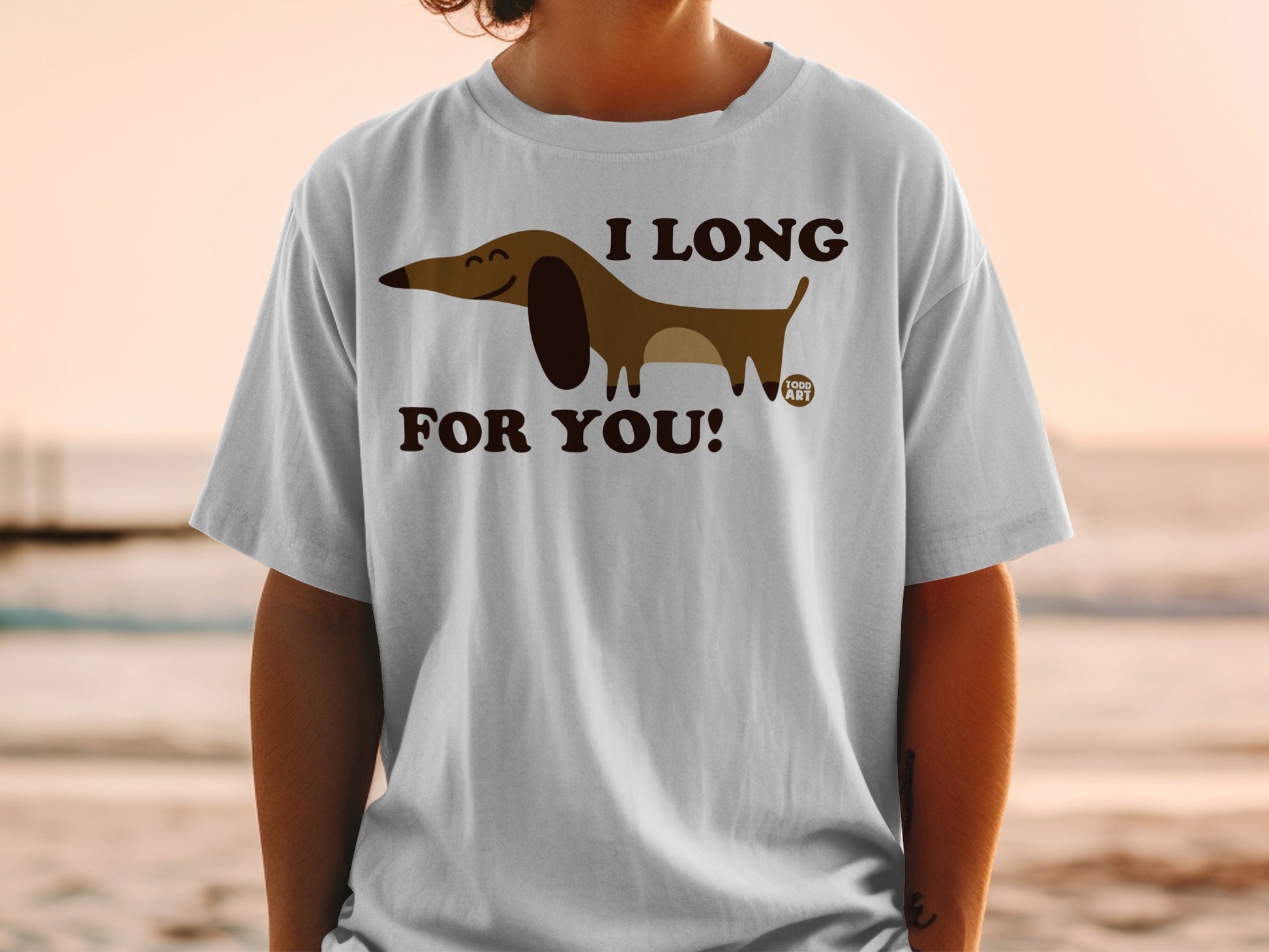 I Long For You Cute Dachshund Print T-Shirt