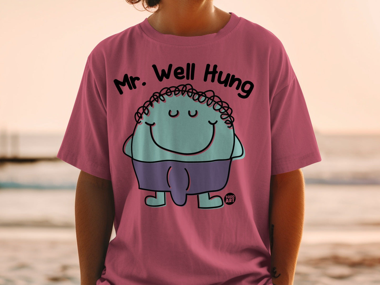 Mr. Well Hung Funny Cartoon Character T-Shirt