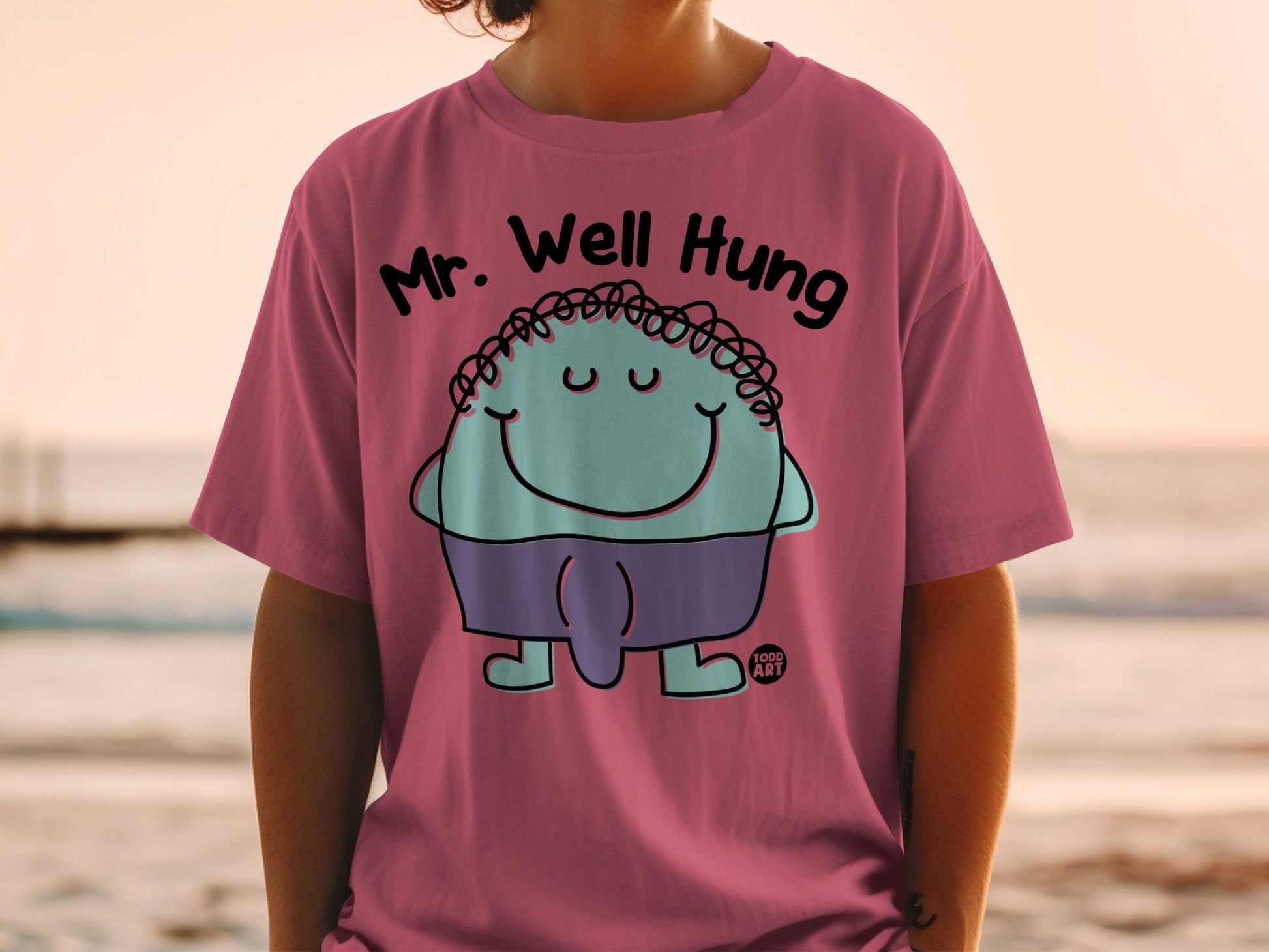 Mr. Well Hung Funny Cartoon Character T-Shirt