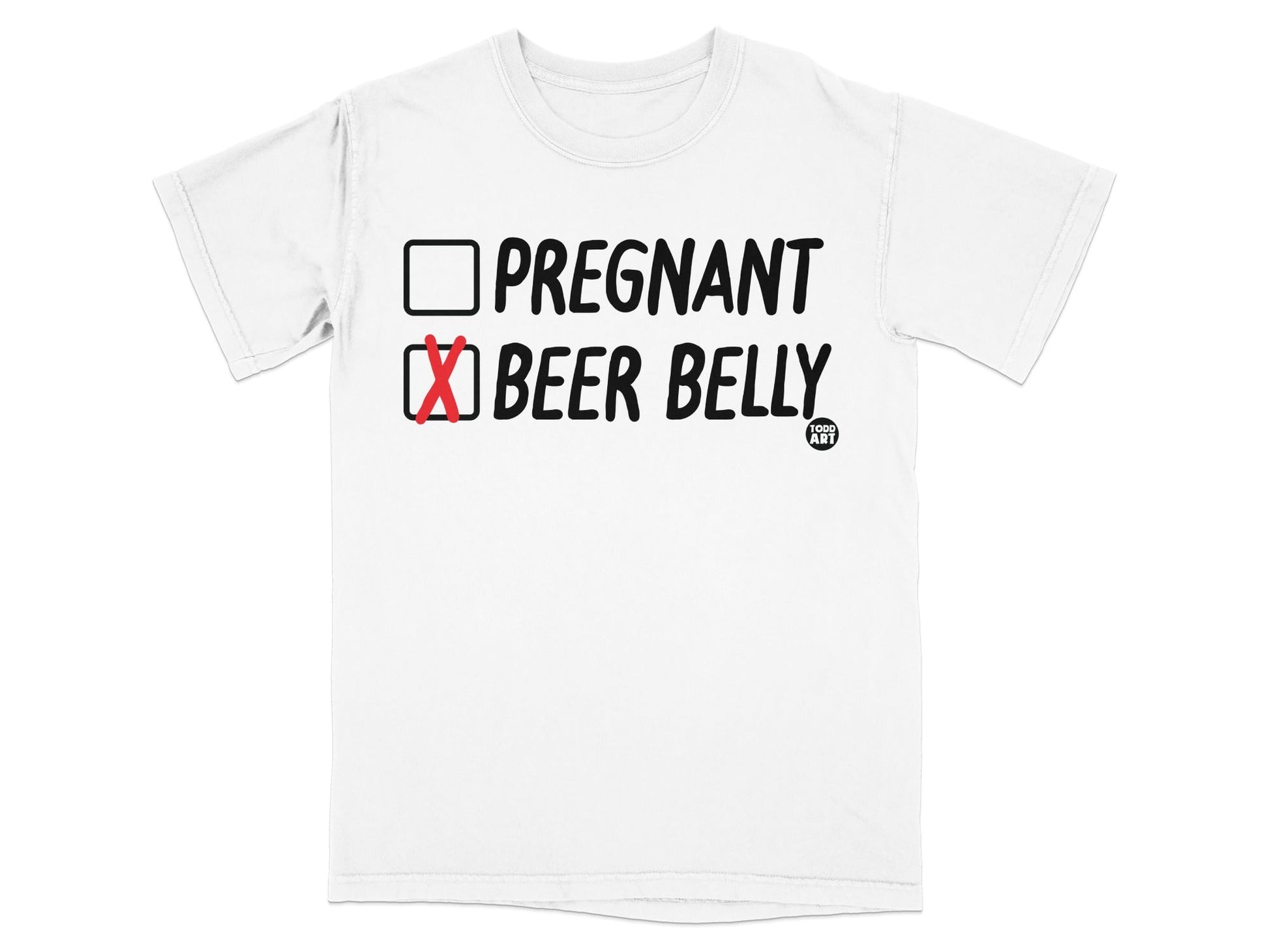 Pregnant or Beer Belly Funny Check Box T-Shirt
