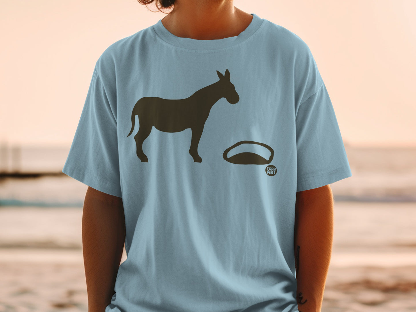 Donkey And Oval Shape Graphic Funny Print T-Shirt