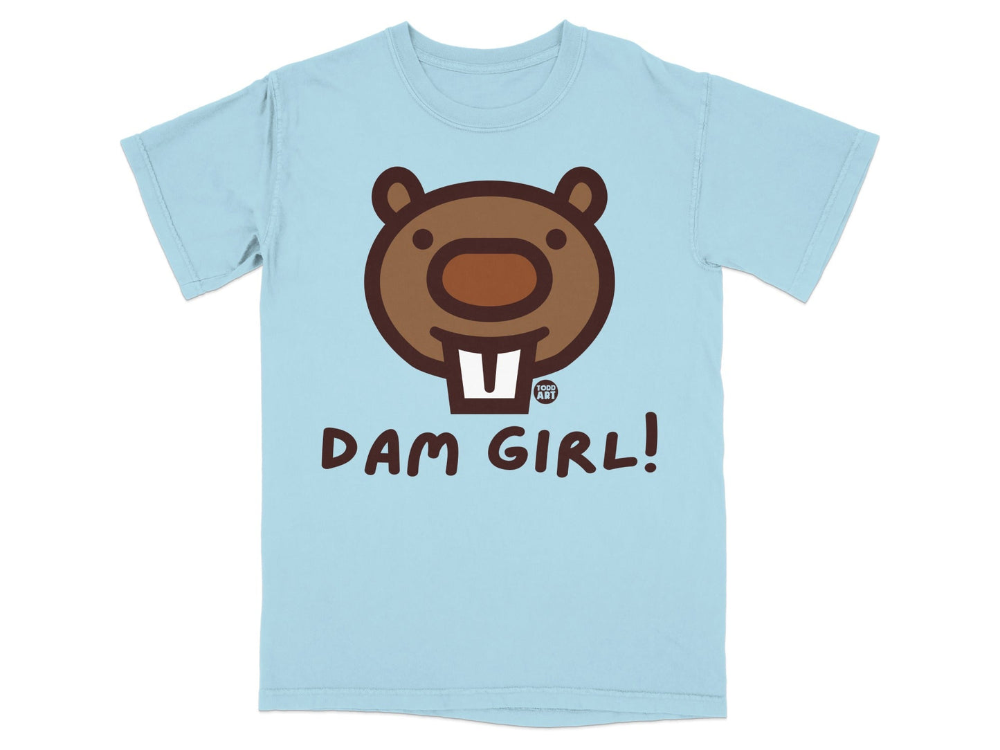 Dam Girl Beaver Graphic Tee Shirt with Cute Cartoon Design