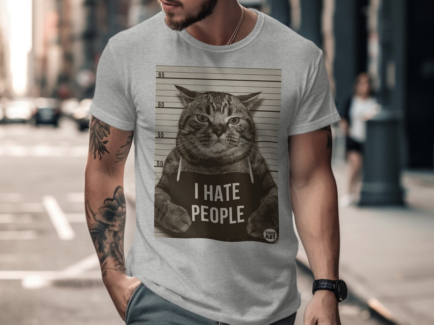 Funny Cat I Hate People Graphic T-shirt for Cat Lovers