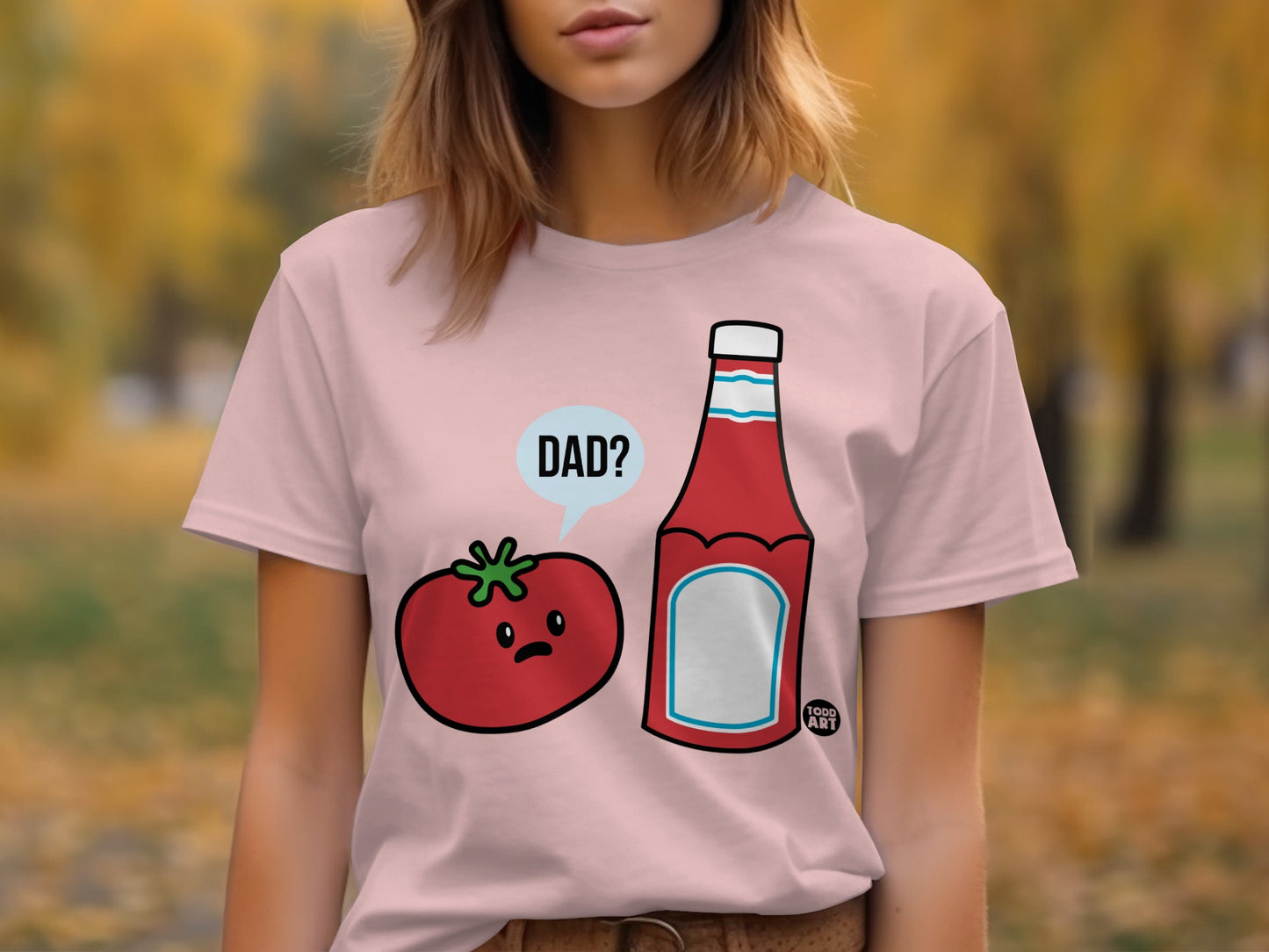 Funny Tomato and Ketchup Comic Design T-Shirt