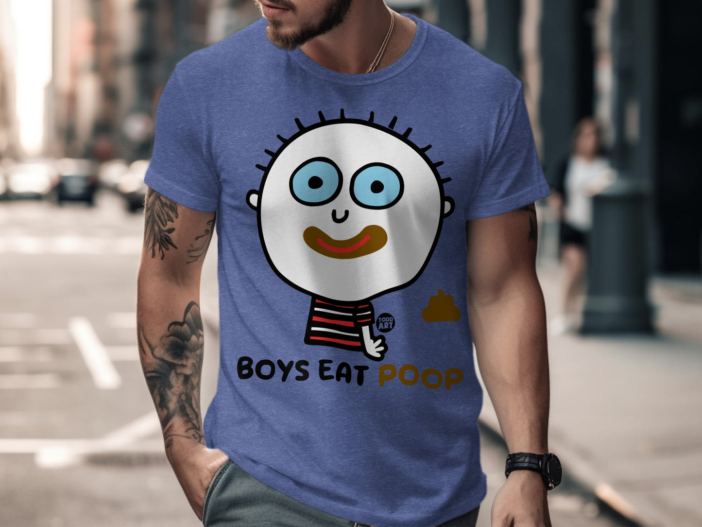 Boys Eat Poop Funny Graphic T-Shirt for Adults
