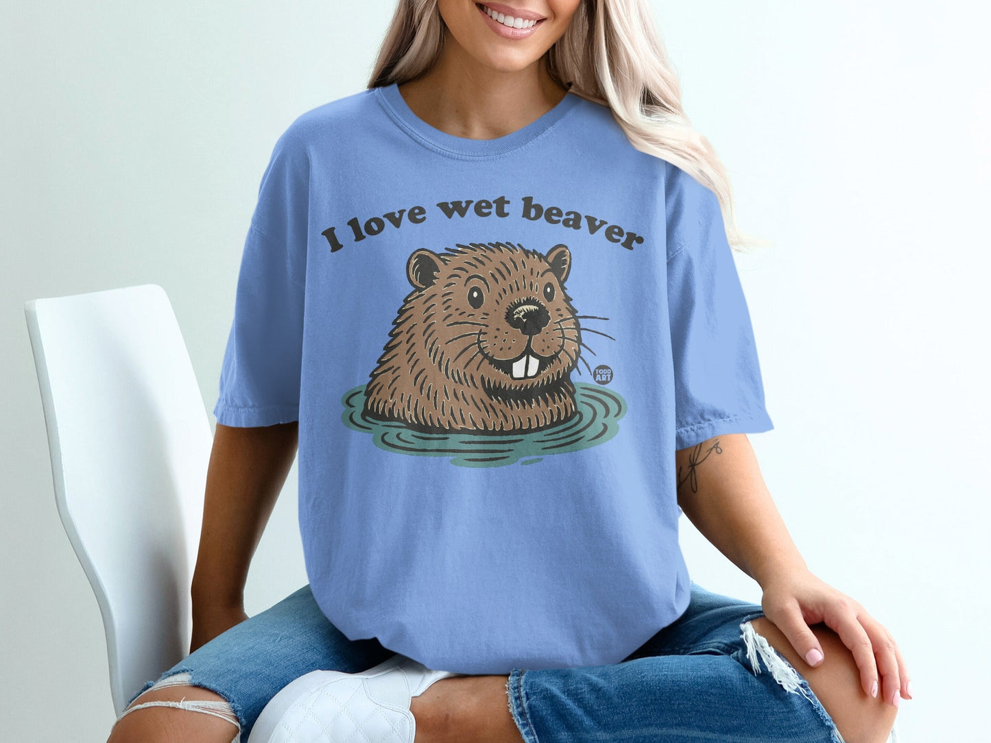 I Love Wet Beaver Graphic Tee Funny Animal T-Shirt