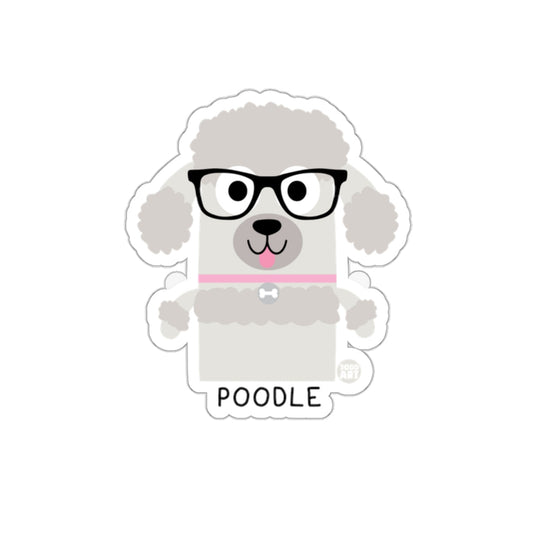 Cute Poodle with Glasses Cartoon Character Sticker