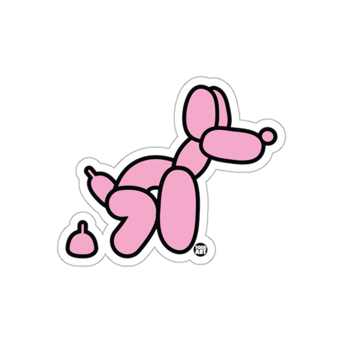 Pink Balloon Dog Cartoon Animal Figure Illustration sticker