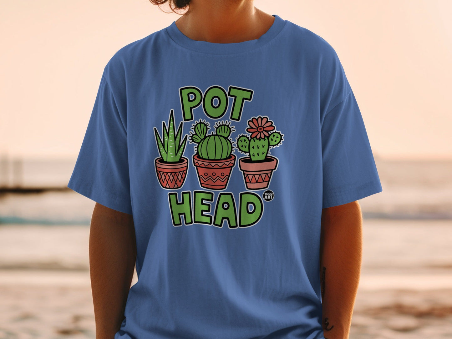 Fun Cactus Pot Head Graphic Unisex T-Shirt