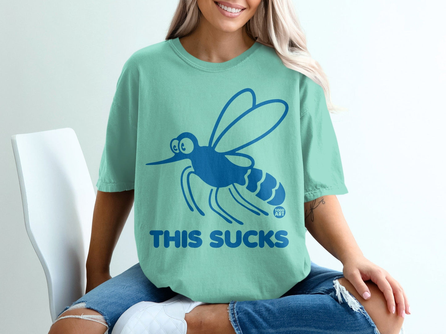 This Sucks Mosquito Cartoon Graphic T-Shirt