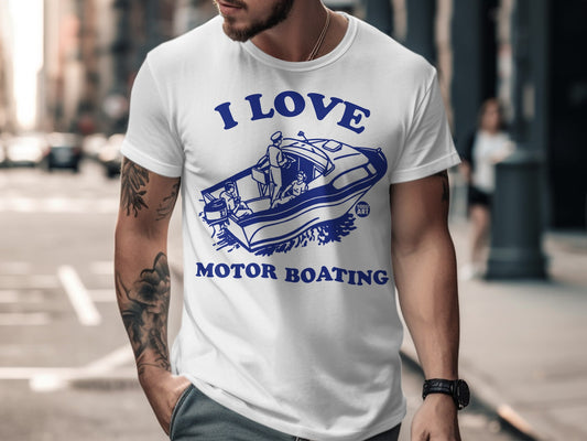 I Love Motor Boating Graphic Tee Funny Boating Shirt