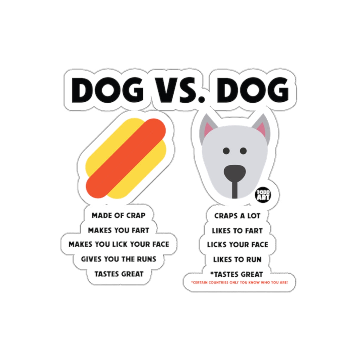 Dog vs. Dog Funny Comparison Sticker