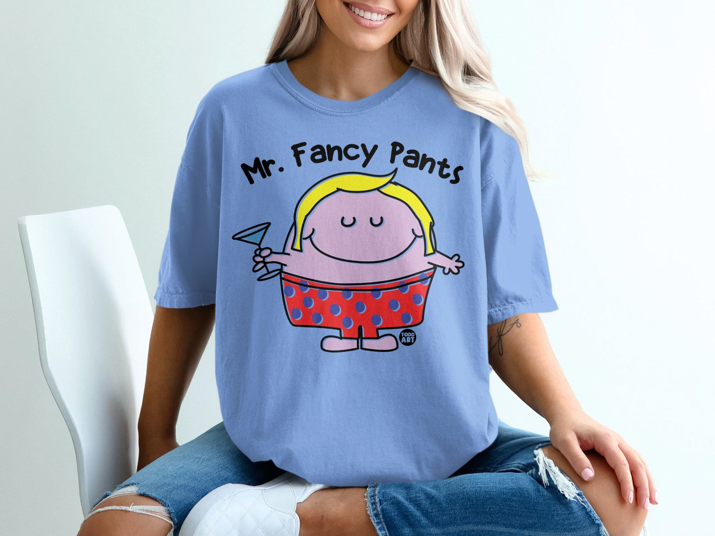 Mr. Fancy Pants Cartoon Print Graphic T-shirt