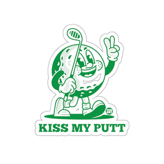 Golf Ball Character Kiss My Putt Green Design sticker