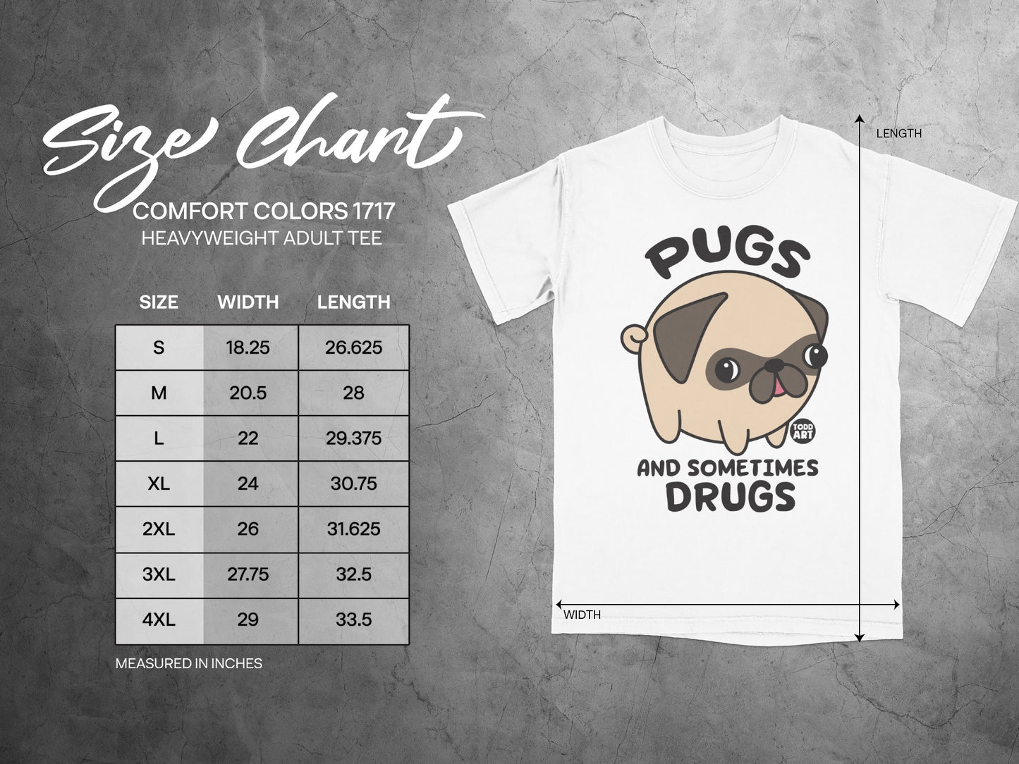 Pugs And Sometimes Drugs Heavyweight Adult Tee