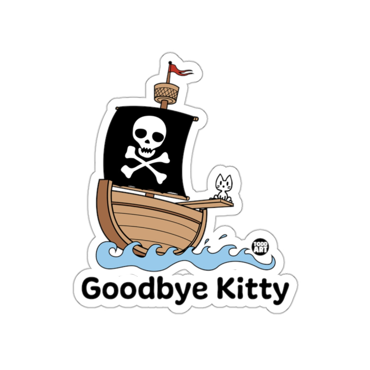 Goodbye Kitty Pirate Ship Sticker for Fun Decals