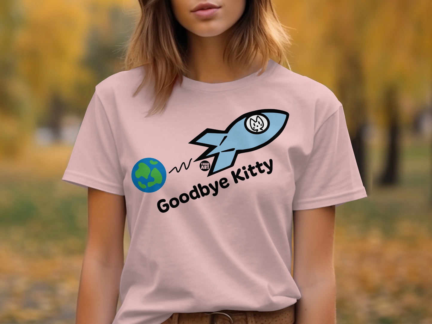 Goodbye Kitty Rocket Graphic Tee Shirt