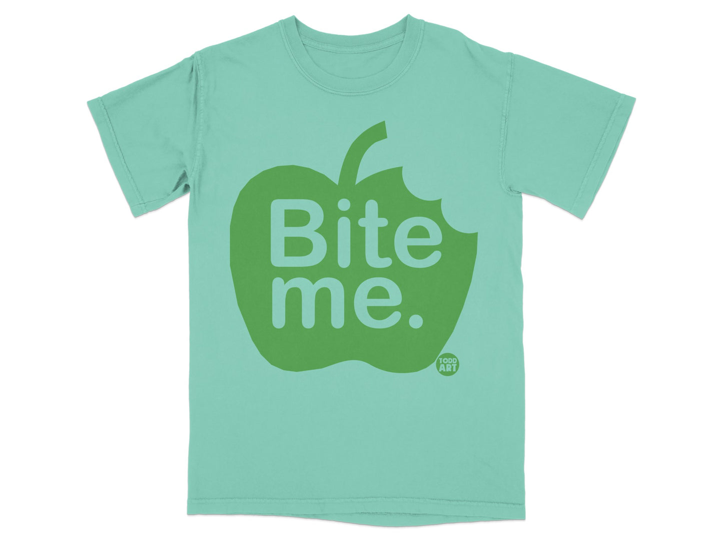 Green Bitten Apple Bite me. Todd Art design product type