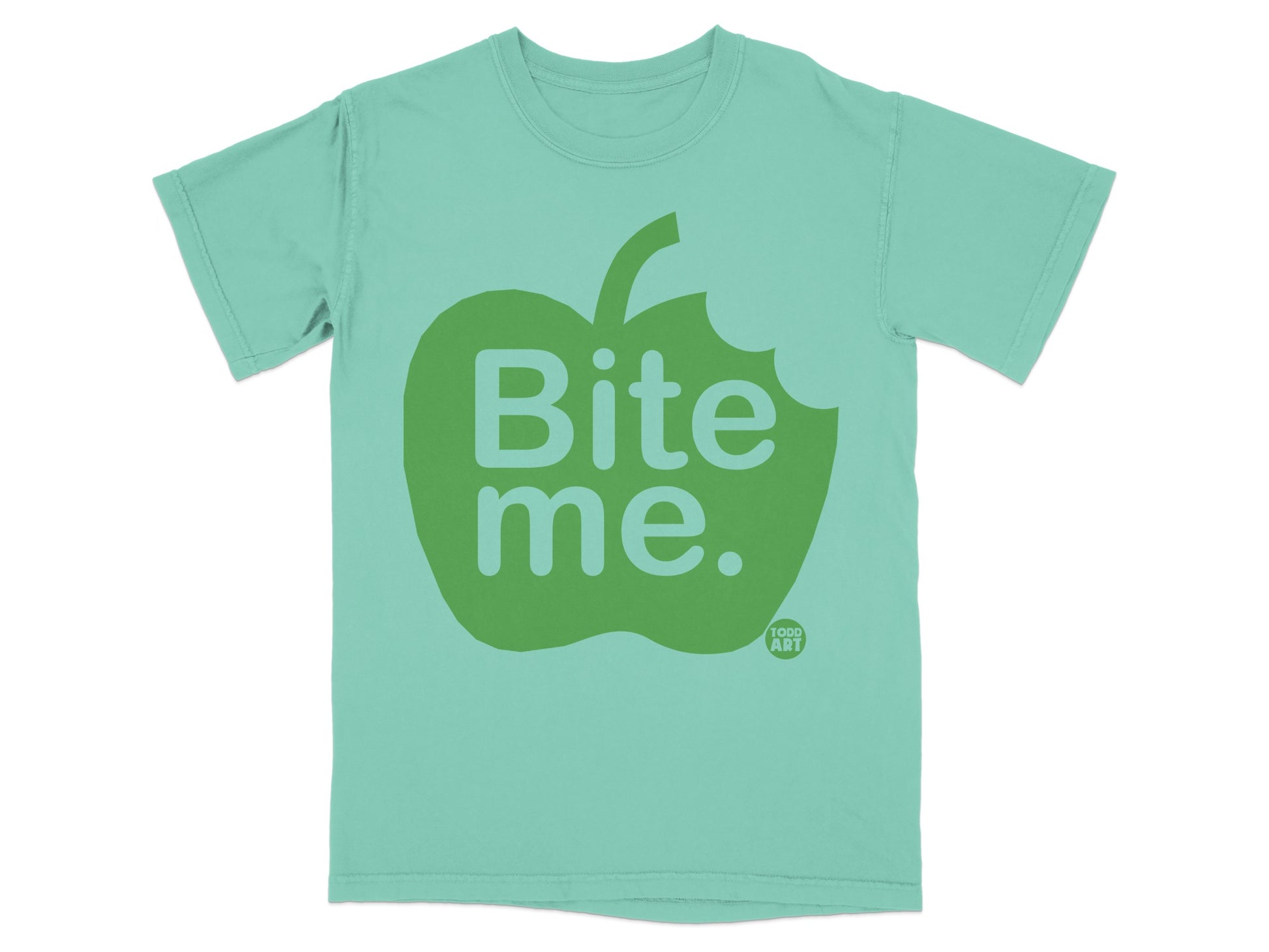 Green Bitten Apple Bite me. Todd Art design product type