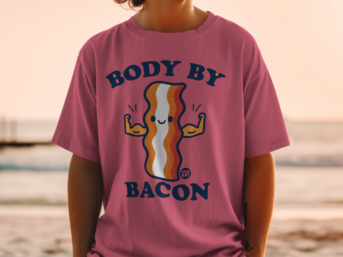 Body By Bacon Graphic Tee Shirt Fun Design
