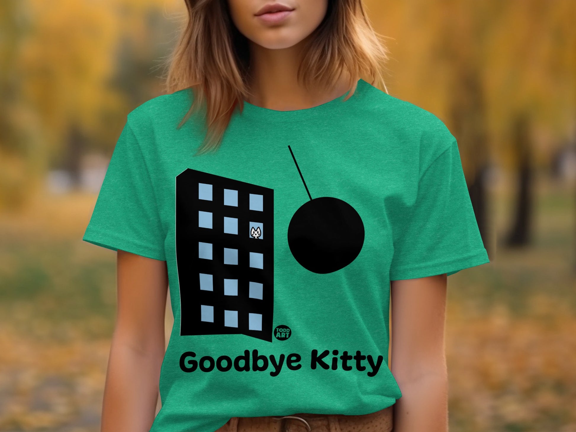 Stylish Graphic Tee Goodbye Kitty Design Apparel