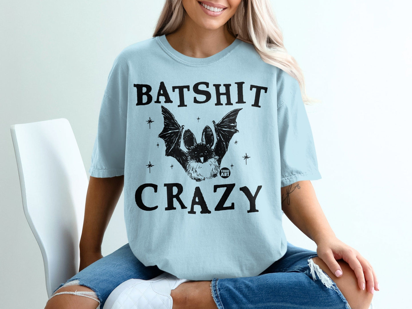 Batshit Crazy Graphic Tee Shirt with Bat Design