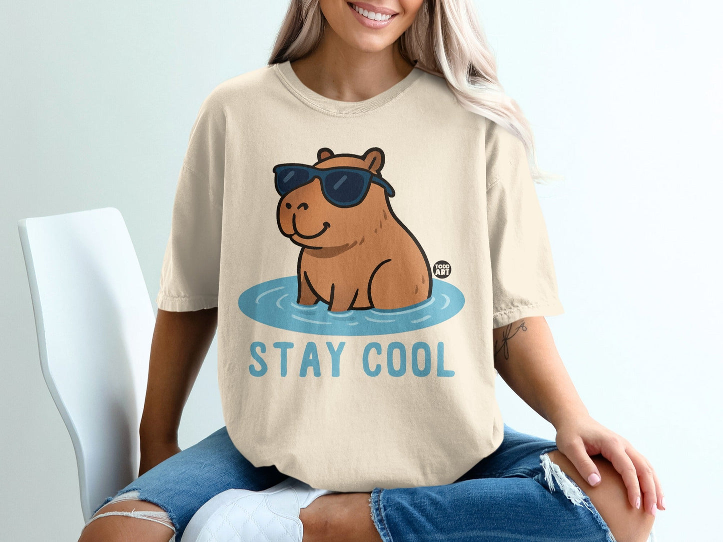 Stay Cool Capybara Wearing Sunglasses Graphic Shirt