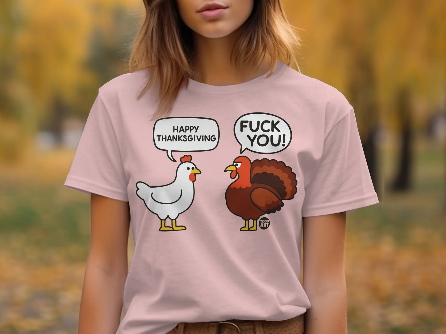 Funny Thanksgiving Chicken and Turkey Conversation Shirt