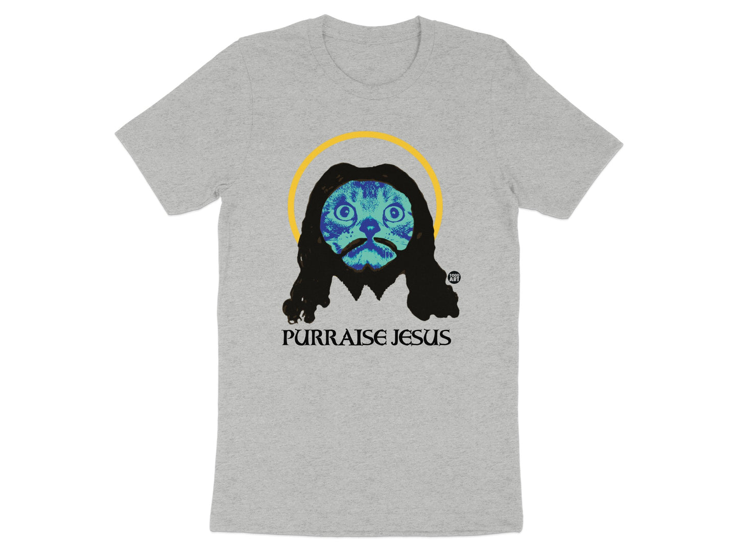 Purraise Jesus Cat Funny Graphic T-shirt for Cat Lovers