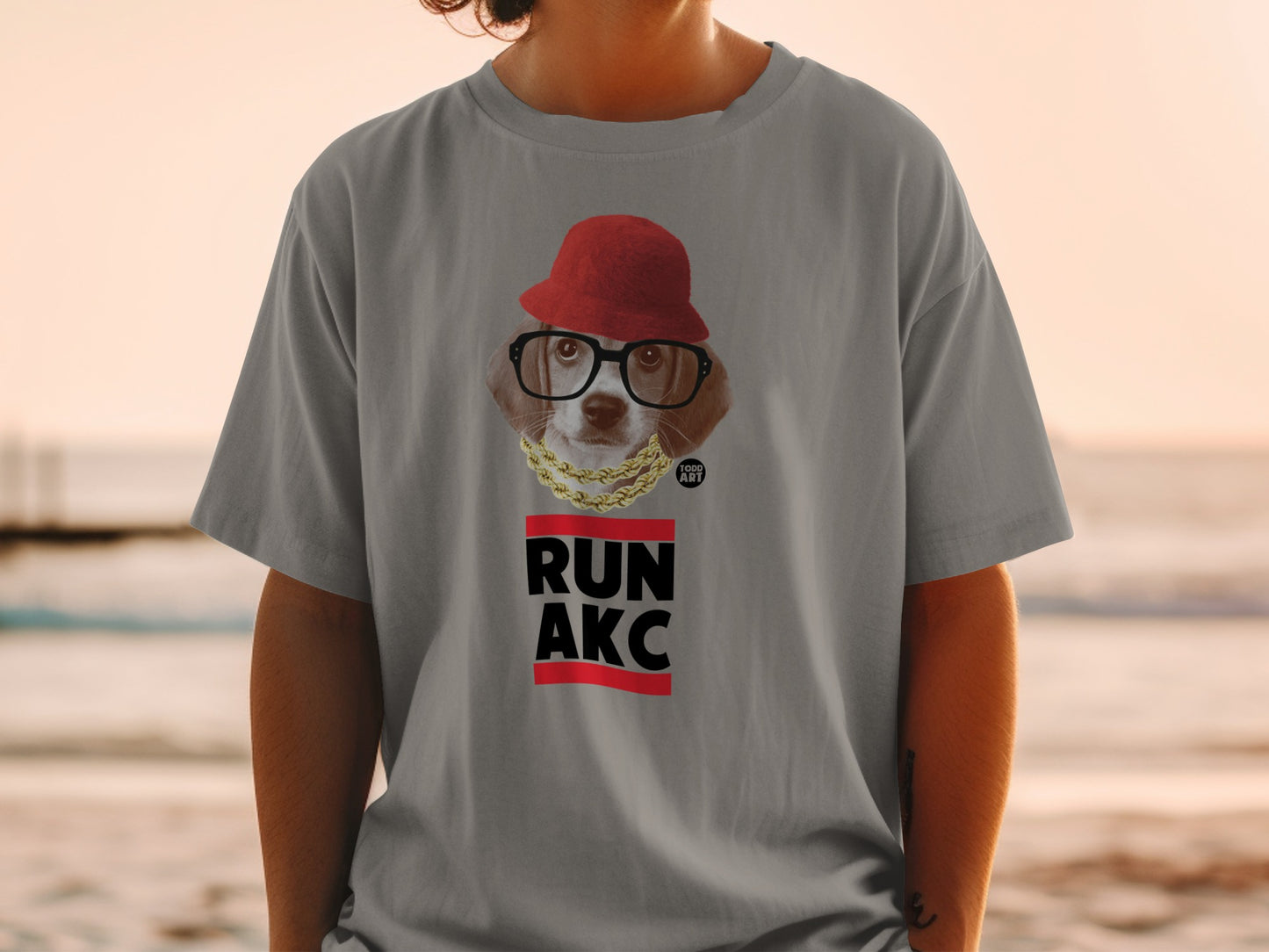 Funny Dog with Glasses and Hat RUN AKC T-Shirt
