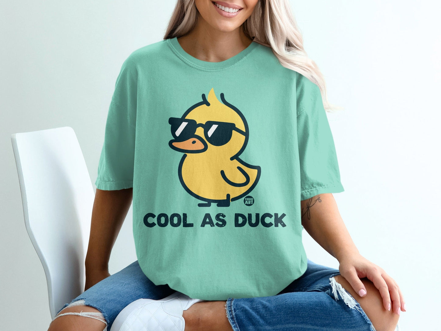 Cool As Duck Graphic Tee with Sunglasses Design