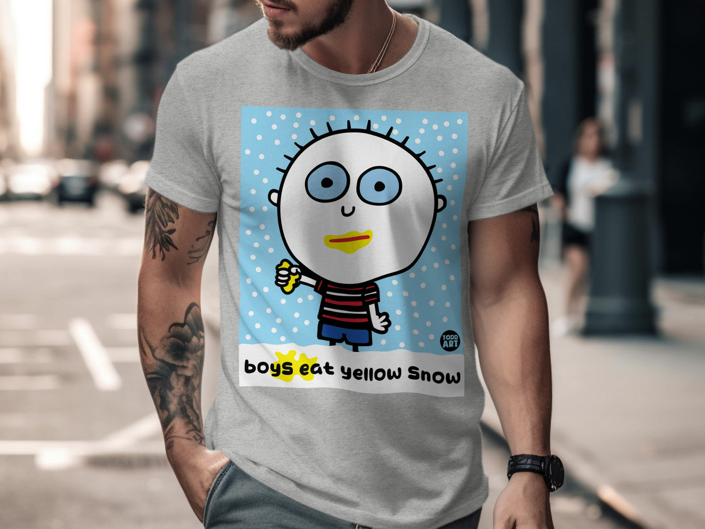 Boys Eat Yellow Snow Funny Cartoon T-Shirt
