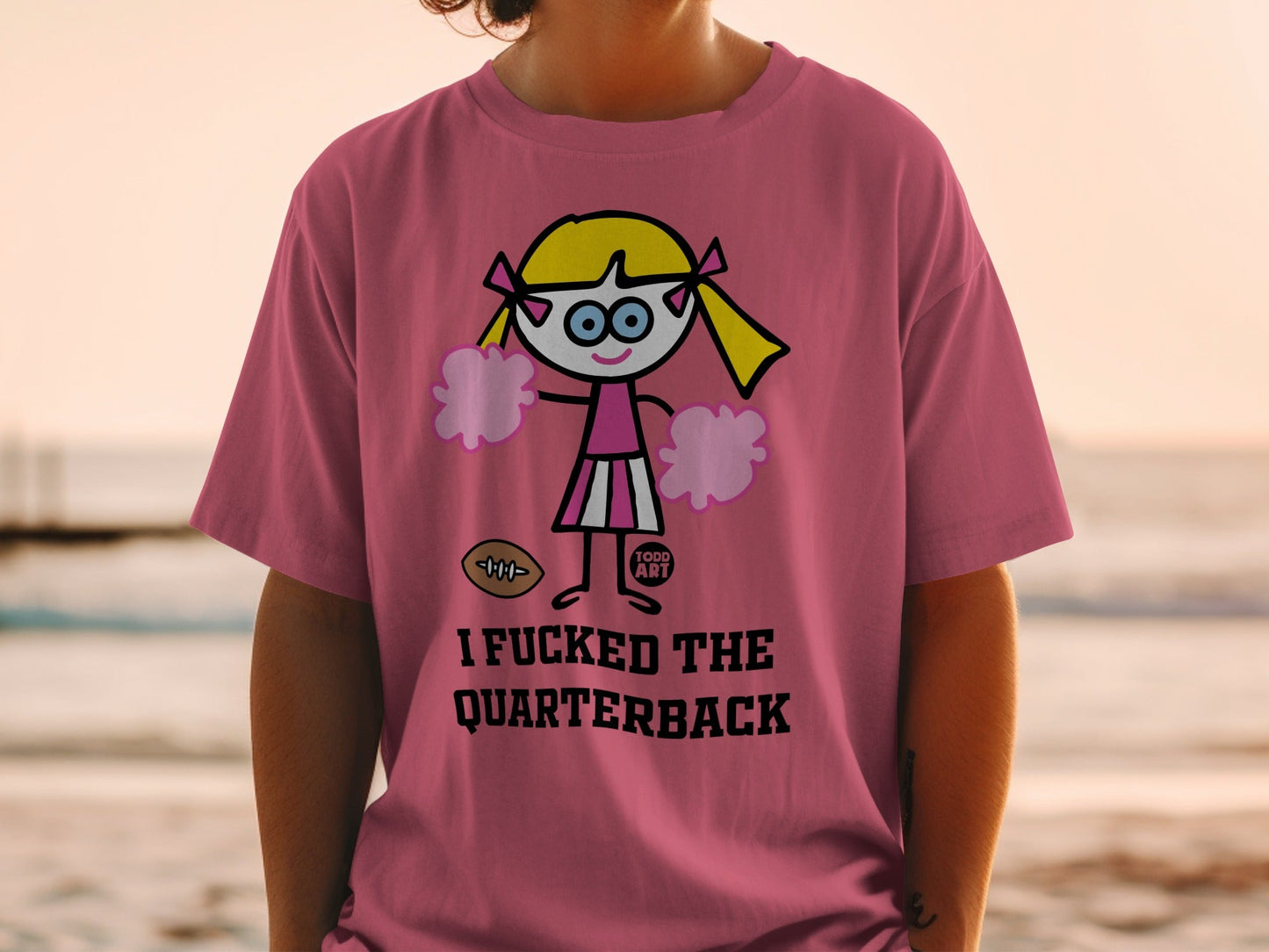 Funny Cartoon Cheerleader T-Shirt with Text Design