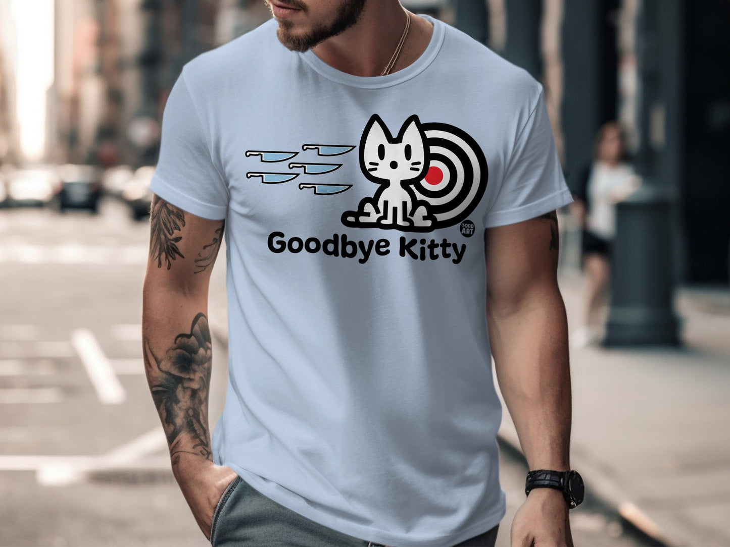 Goodbye Kitty Funny Graphic T-Shirt for Men