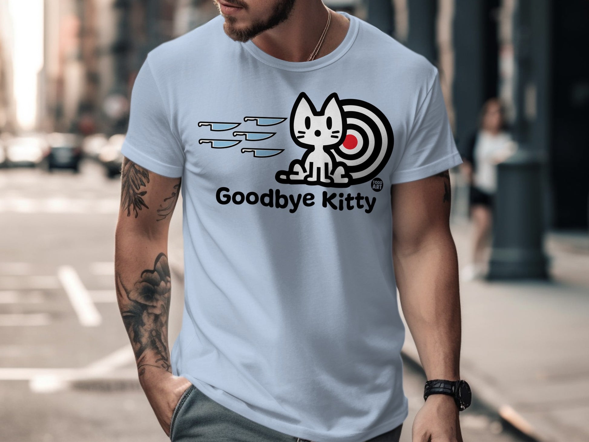 Goodbye Kitty Funny Graphic T-Shirt for Men