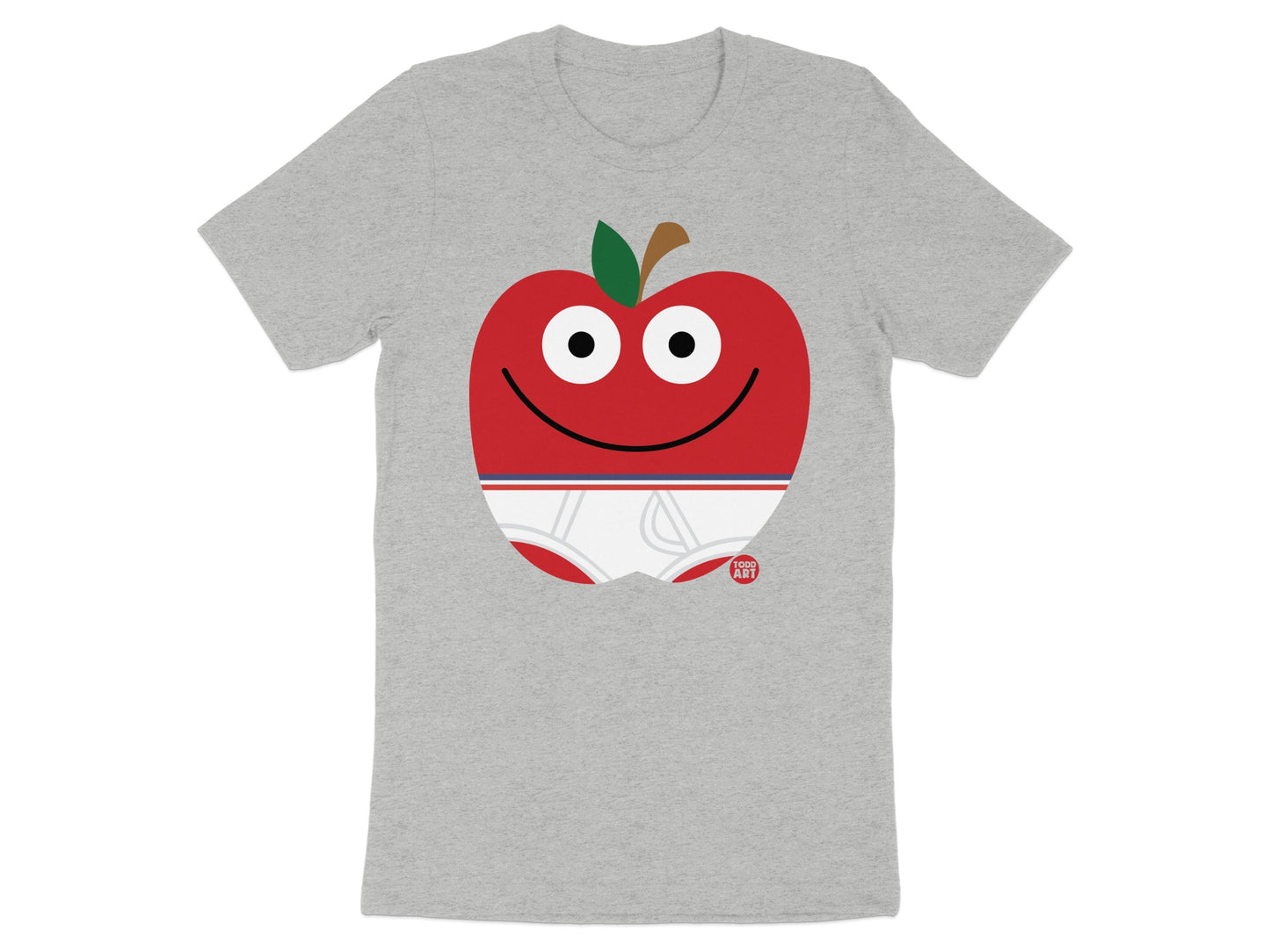 Fun Apple Graphic Tee with Cartoon Smile Design